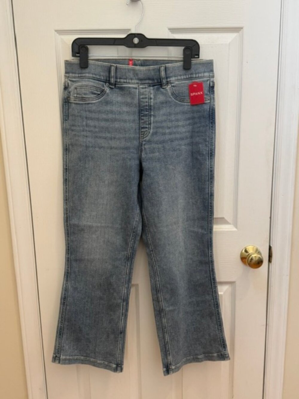 Spanx Kick Flare Jeans Indigo Sky High Rise Pull On Stretch Denim Size XL NWT